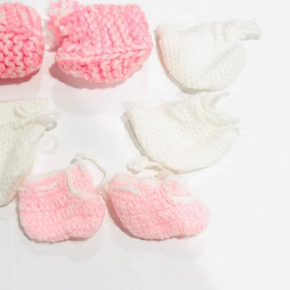 Vintage Handmade Knit Crochet Baby Booties & Mittens Lot